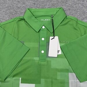 Sligo Polo Shirt Mens Medium Green White Technic Performance Stretch Golf NEW